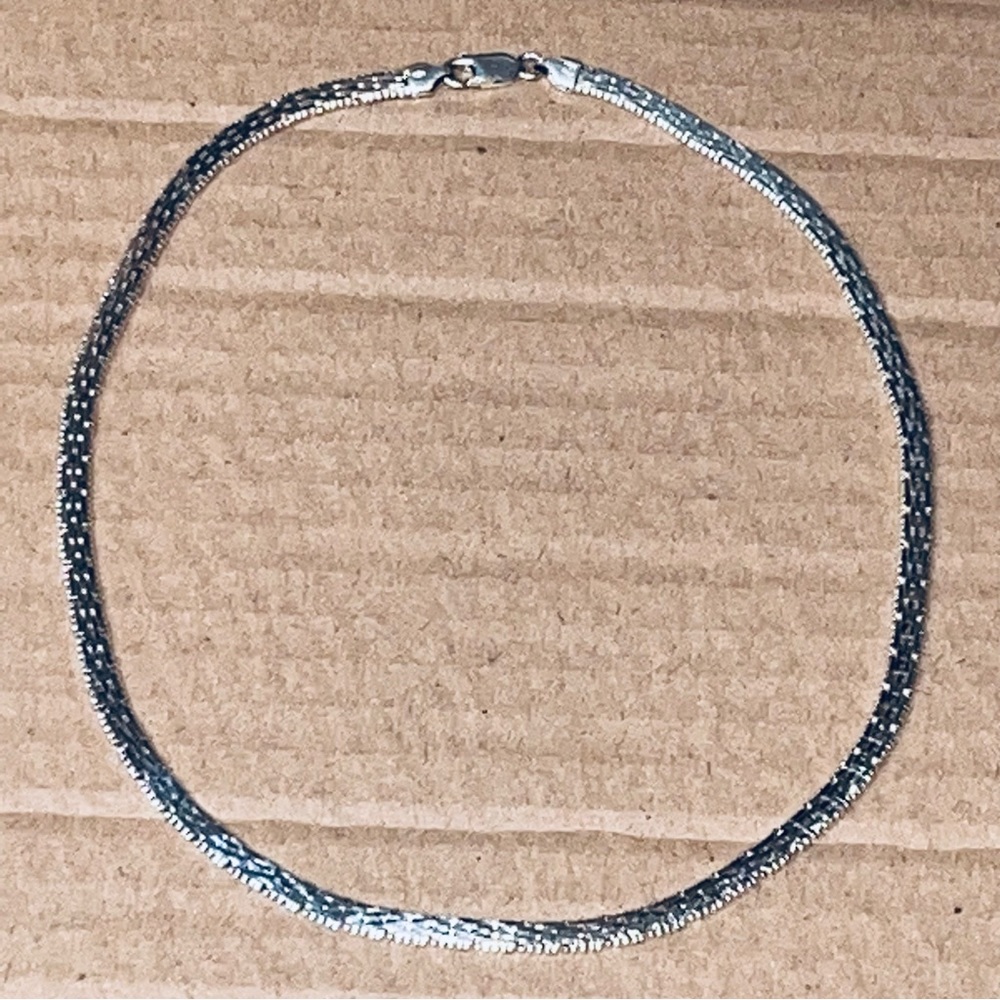 Sterling Silver Solid Chocker Chain 17” 925 Italy… - image 8